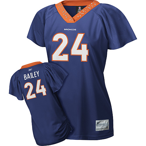Broncos #24 Champ Bailey Blue Women's Field Flirt Stitched NFL Jersey